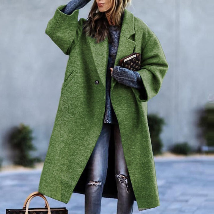 Men's Long Coat, Oversized Winter Coat with Notch Lapel & Pockets
