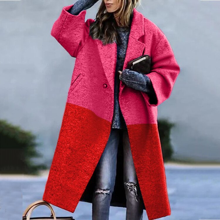 Men's Long Coat, Oversized Winter Coat with Notch Lapel & Pockets