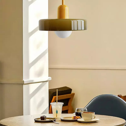 Kiki's Way | Stained Glass Pendant Light – Brass Finish, G9