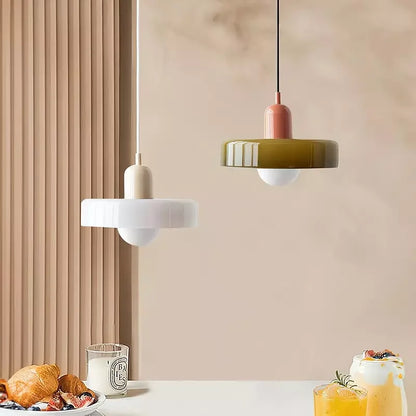 Kiki's Way | Stained Glass Pendant Light – Brass Finish, G9