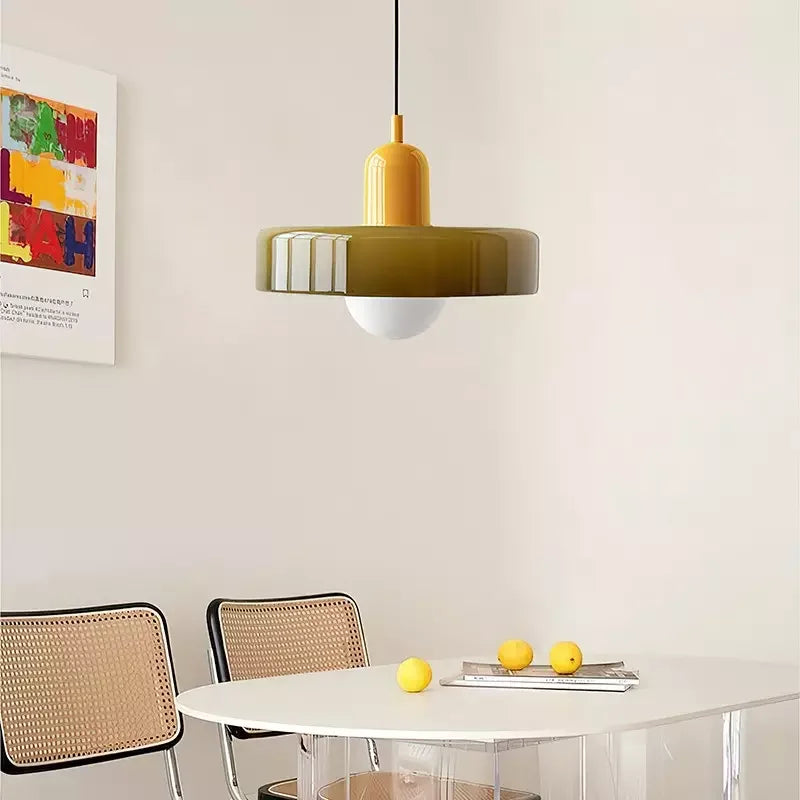Kiki's Way | Stained Glass Pendant Light – Brass Finish, G9