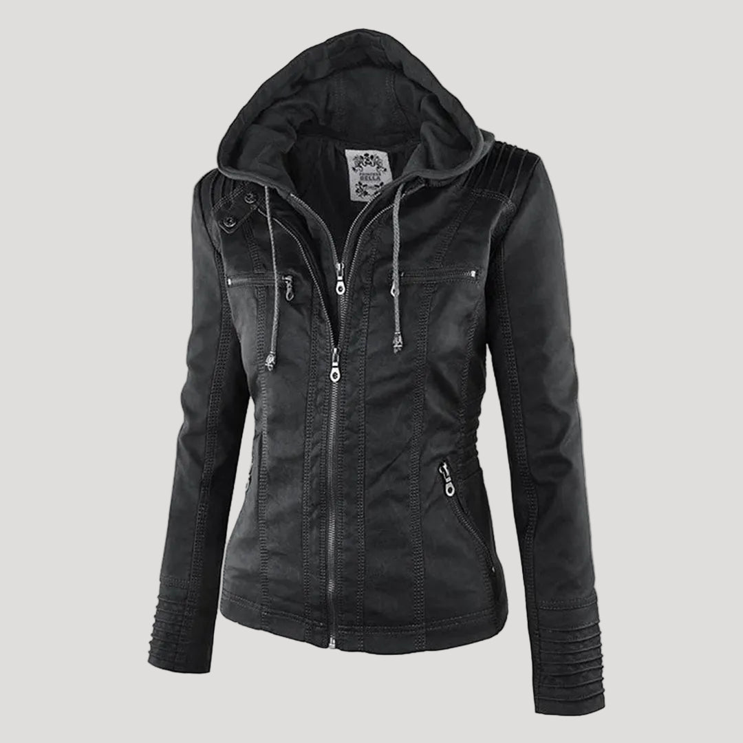 Weatherproof Women's Faux Leather Jacket with Hood