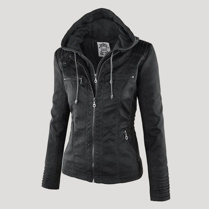 Weatherproof Women's Faux Leather Jacket with Hood