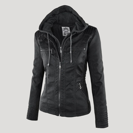 Weatherproof Women's Faux Leather Jacket with Hood