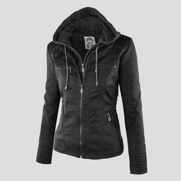 Weatherproof Women's Faux Leather Jacket with Hood