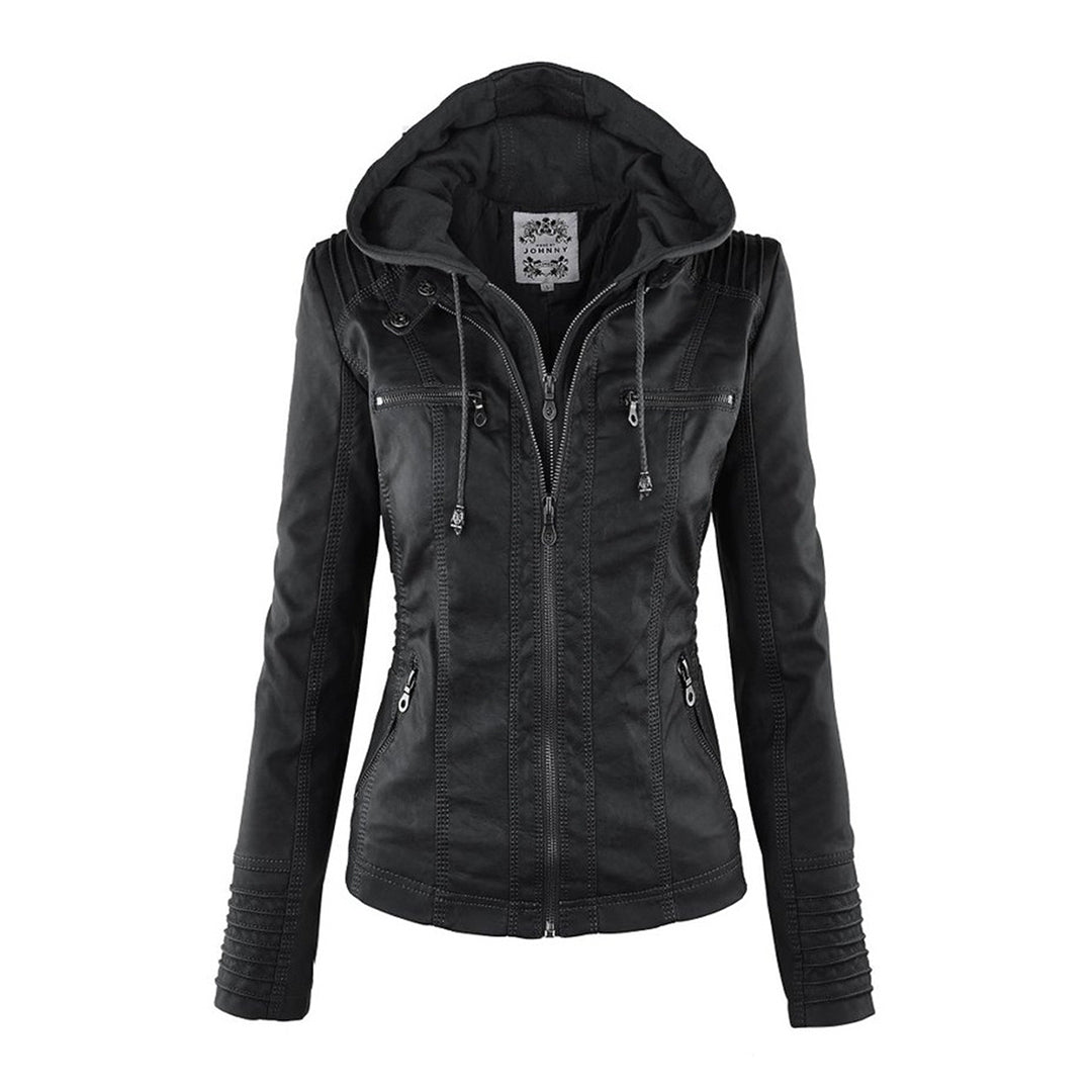 Weatherproof Women's Faux Leather Jacket with Hood