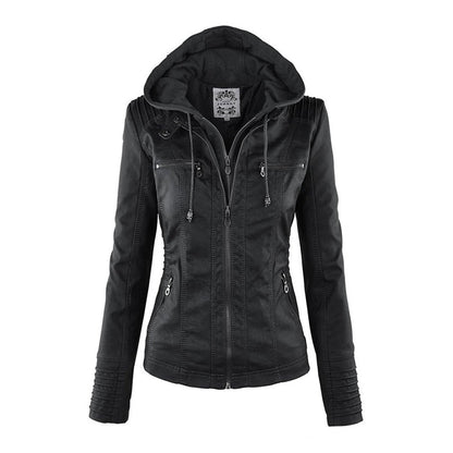 Weatherproof Women's Faux Leather Jacket with Hood