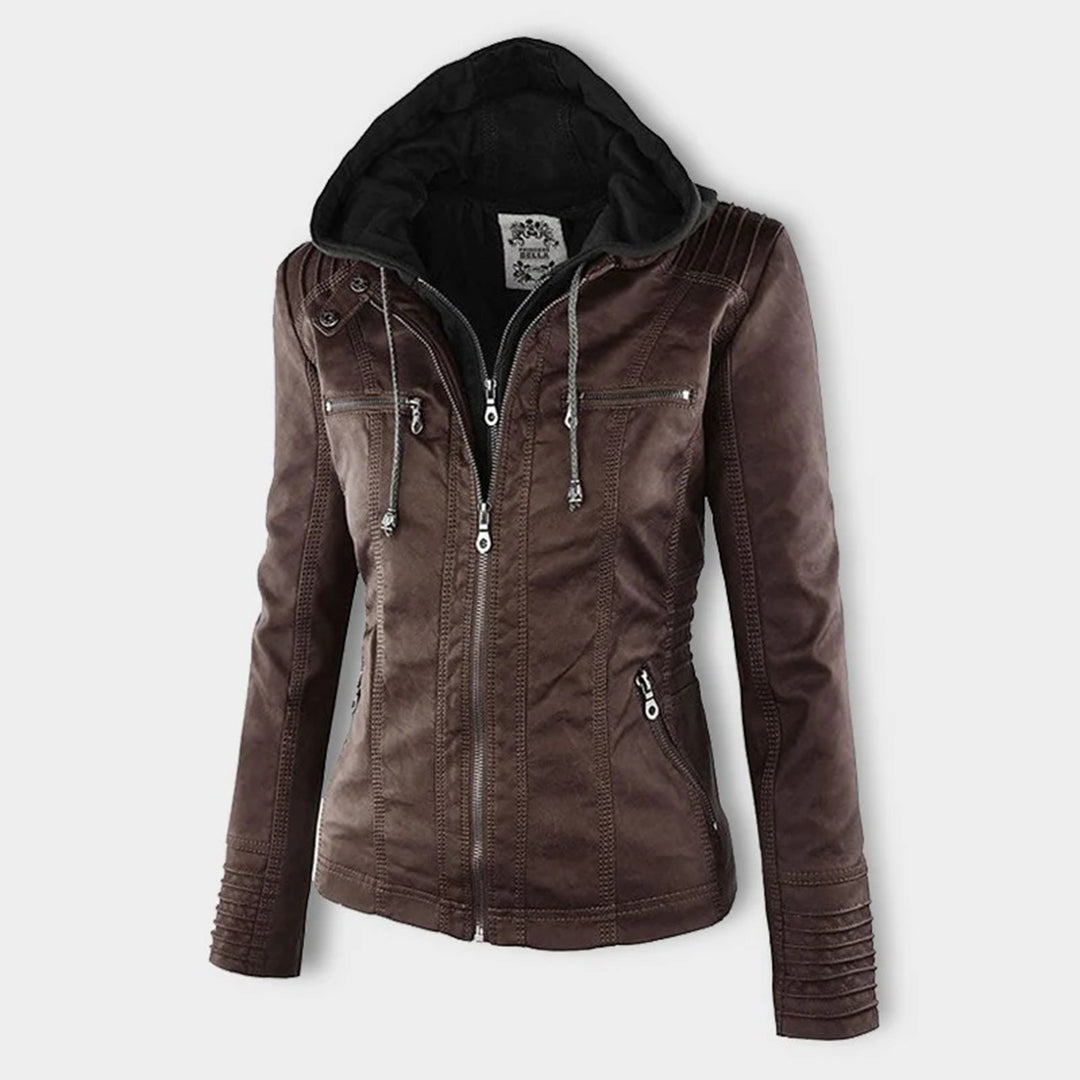 Weatherproof Women's Faux Leather Jacket with Hood