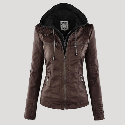 Weatherproof Women's Faux Leather Jacket with Hood
