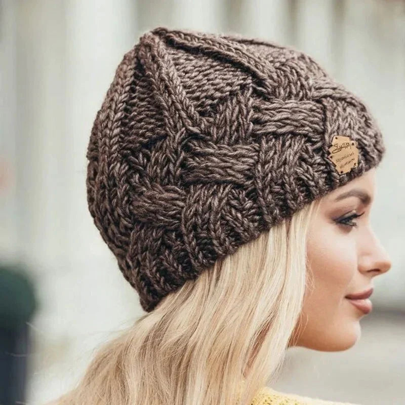 Women's Soft Knit Hat with Cable Pattern