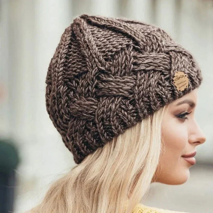 Women's Soft Knit Hat with Cable Pattern