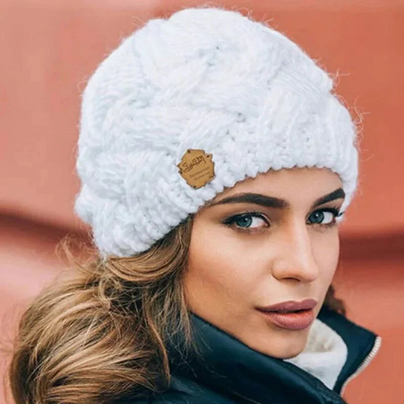 Women's Soft Knit Hat with Cable Pattern