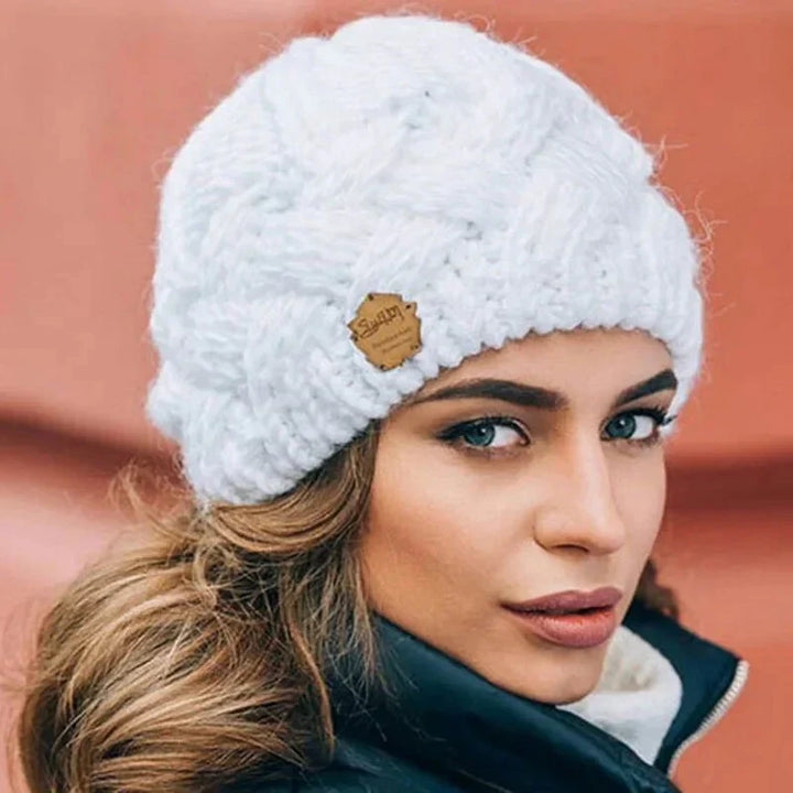 Women's Soft Knit Hat with Cable Pattern