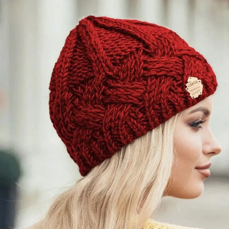 Women's Soft Knit Hat with Cable Pattern