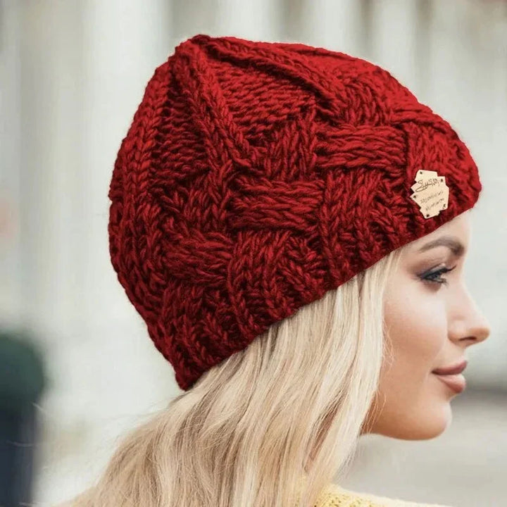 Women's Soft Knit Hat with Cable Pattern