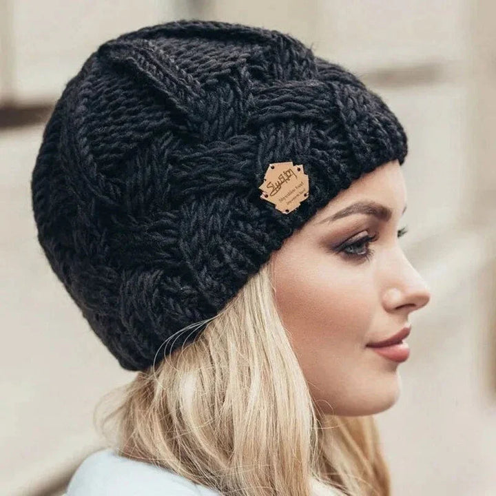 Women's Soft Knit Hat with Cable Pattern