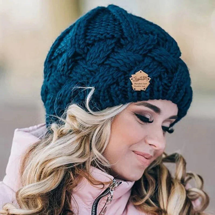 Women's Soft Knit Hat with Cable Pattern