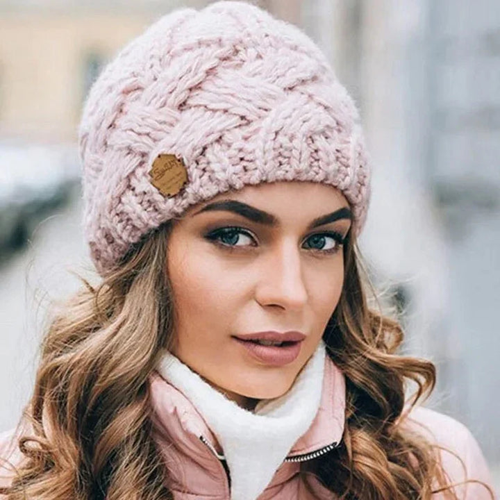 Women's Soft Knit Hat with Cable Pattern