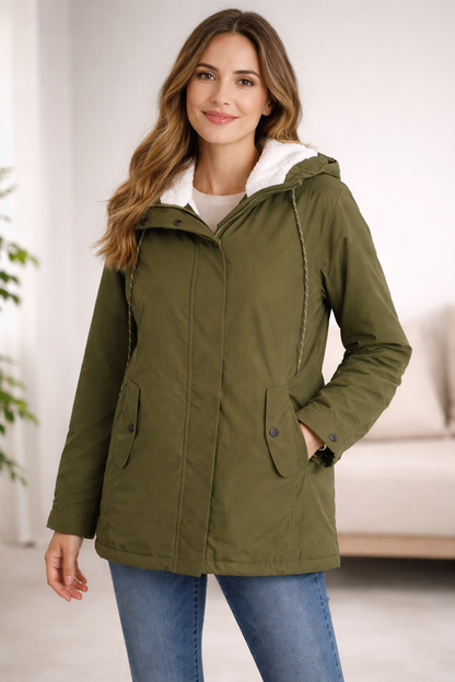 Long Winter Jacket with Hood & Lining