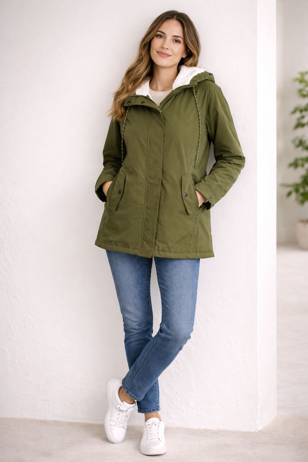 Long Winter Jacket with Hood & Lining