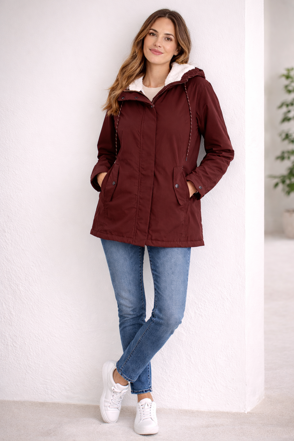 Long Winter Jacket with Hood & Lining
