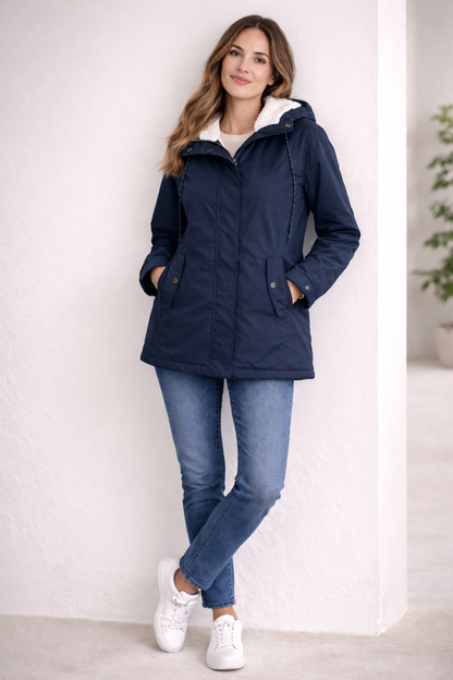 Long Winter Jacket with Hood & Lining