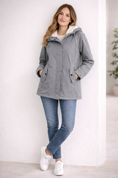 Long Winter Jacket with Hood & Lining