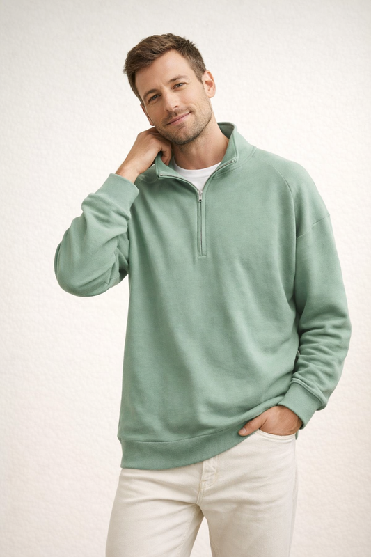 Men's Half-Zip Top with Stand-Up Collar