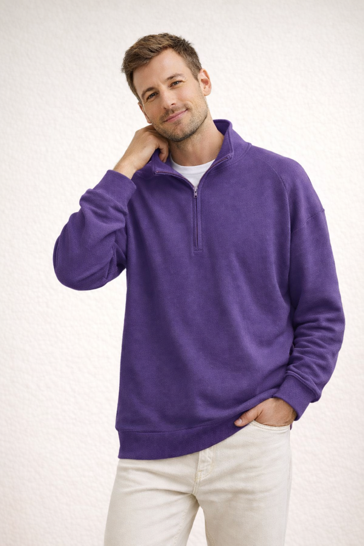Men's Half-Zip Top with Stand-Up Collar