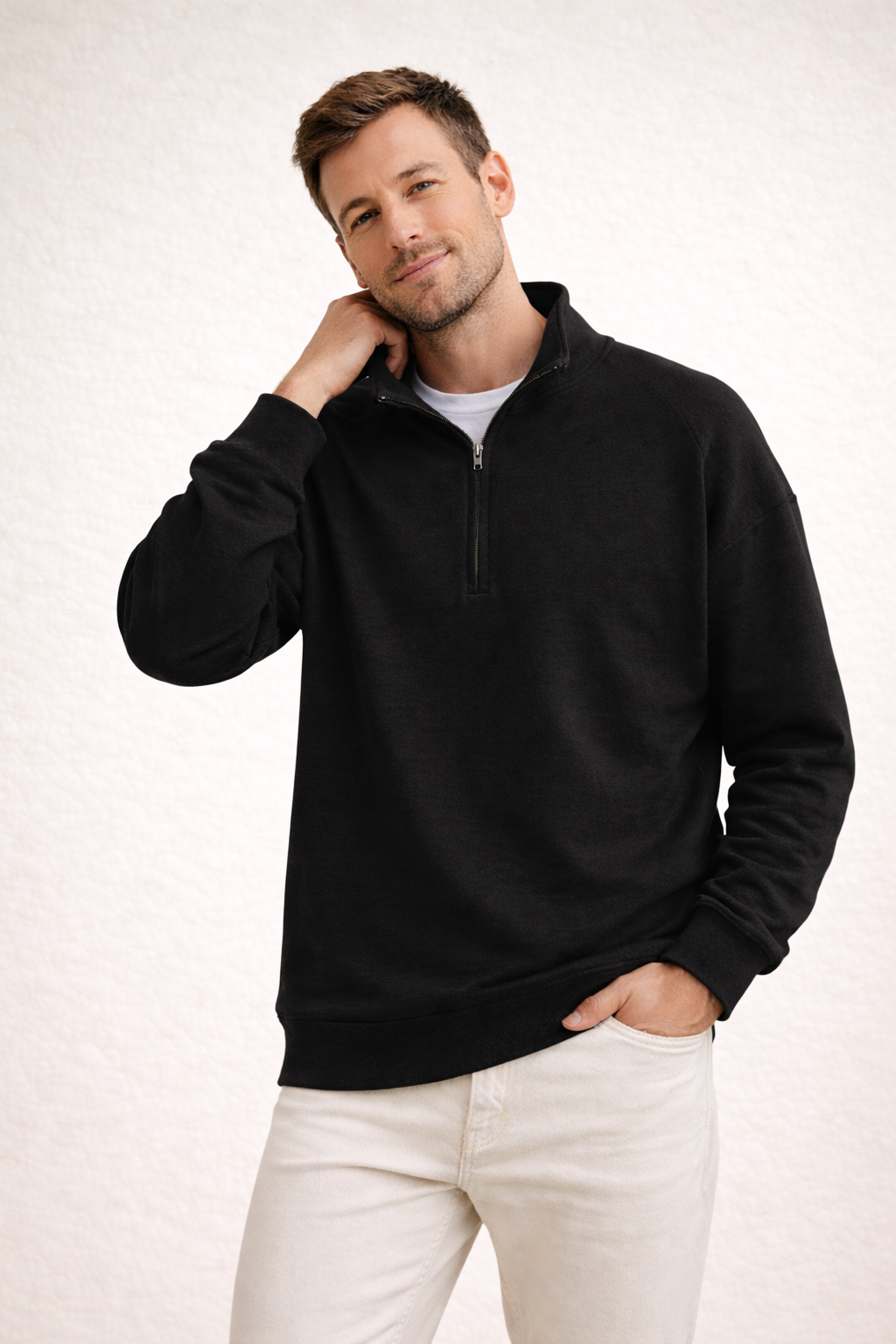 Men's Half-Zip Top with Stand-Up Collar