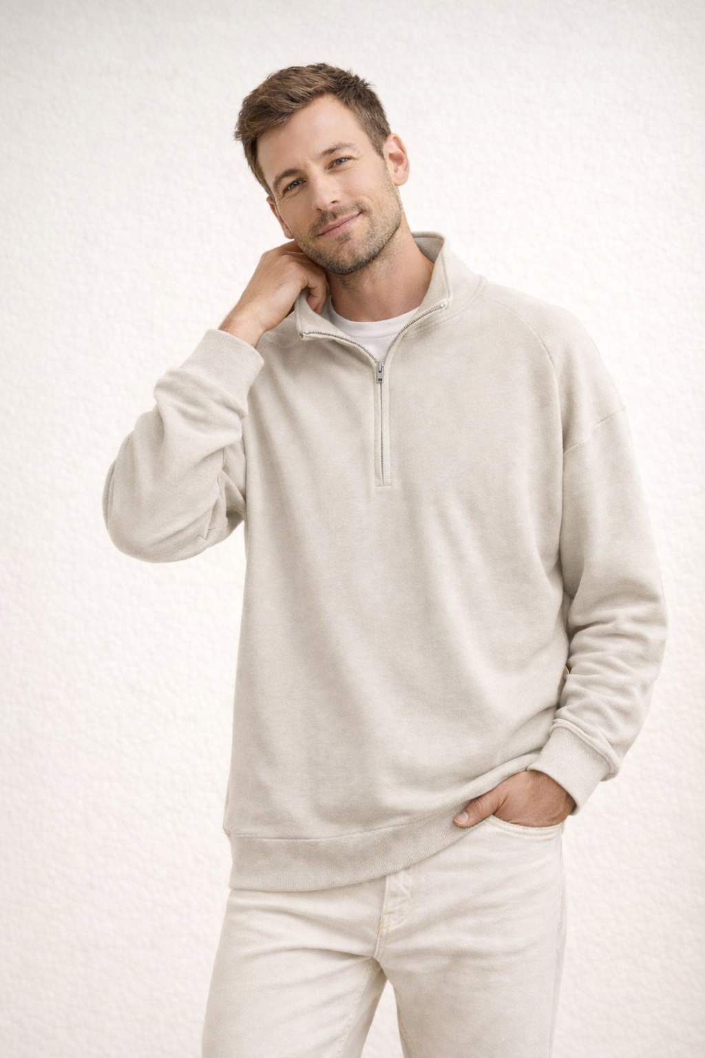 Men's Half-Zip Top with Stand-Up Collar