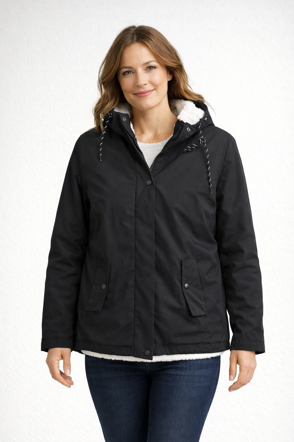 Women's Winter Jacket with Hood and Fleece Lining