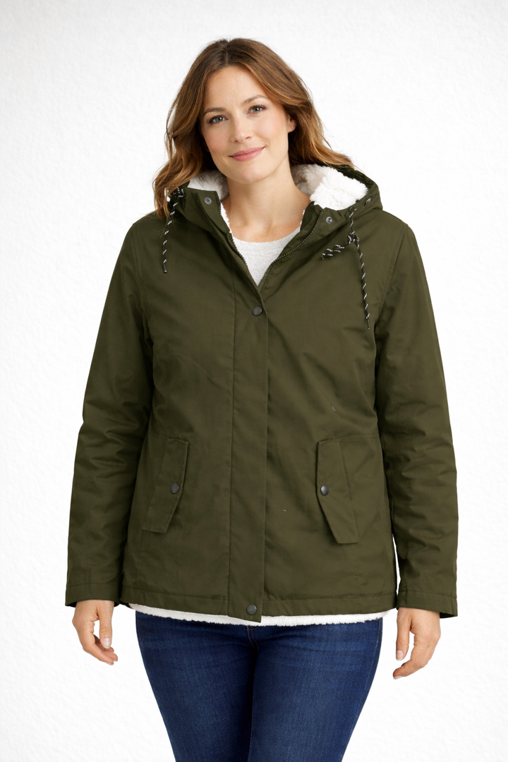 Women's Winter Jacket with Hood and Fleece Lining