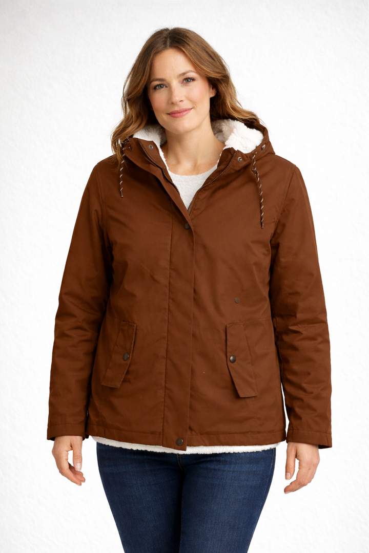 Women's Winter Jacket with Hood and Fleece Lining