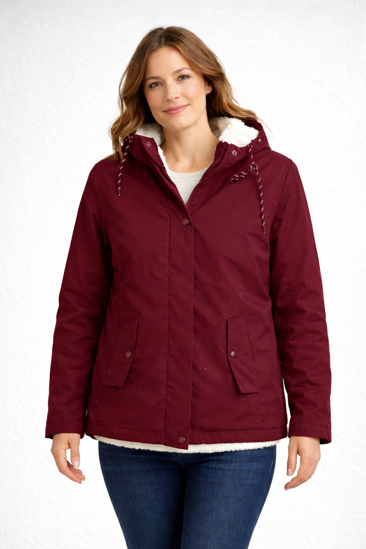 Women's Winter Jacket with Hood and Fleece Lining