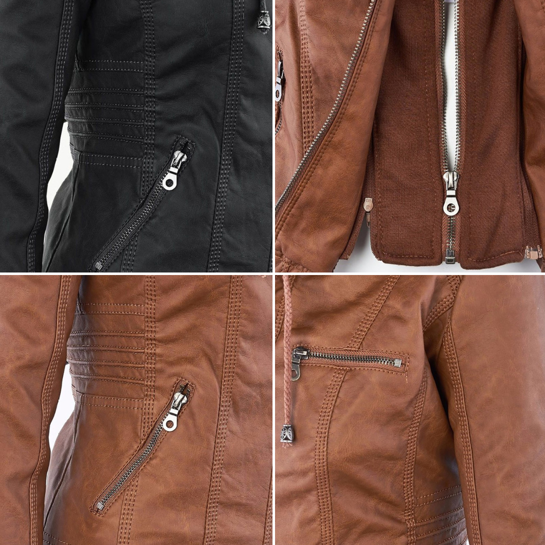 Weatherproof Women's Faux Leather Jacket with Hood
