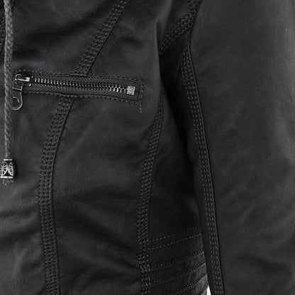 Weatherproof Women's Faux Leather Jacket with Hood