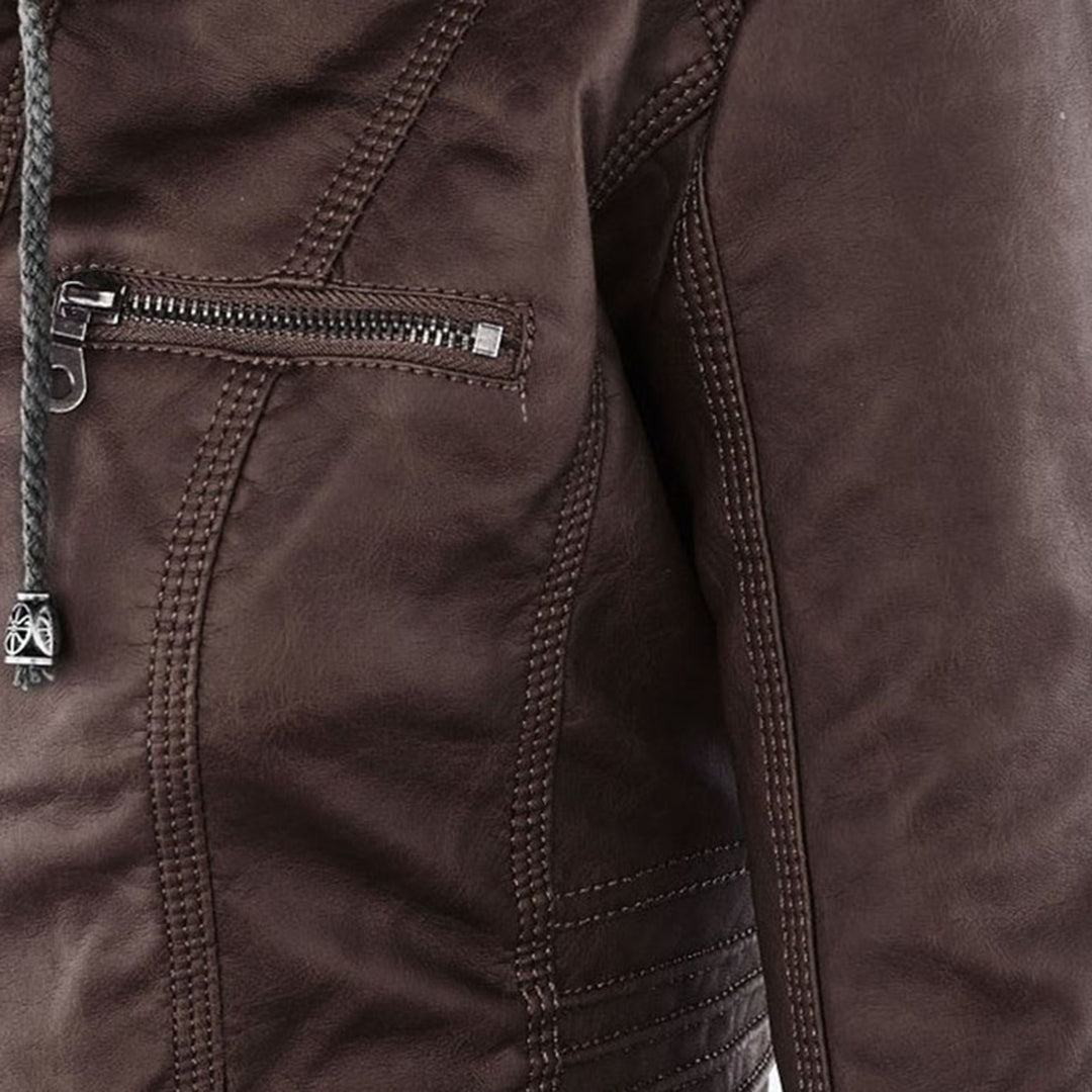 Weatherproof Women's Faux Leather Jacket with Hood