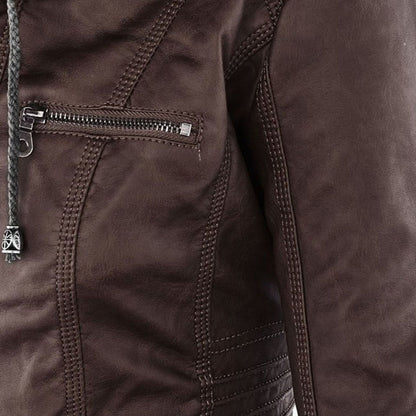 Weatherproof Women's Faux Leather Jacket with Hood