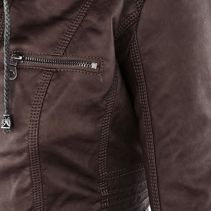 Weatherproof Women's Faux Leather Jacket with Hood