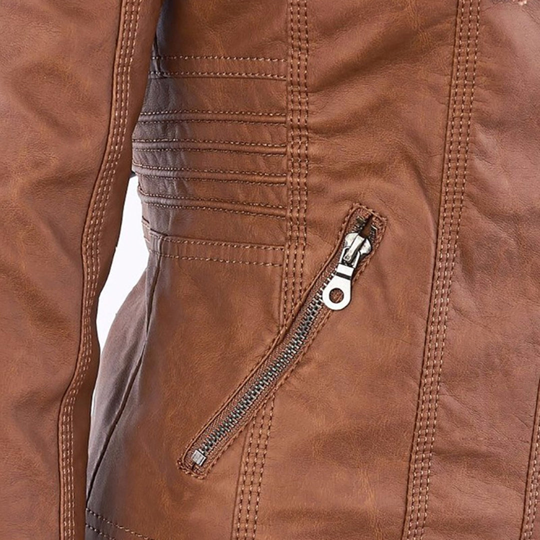Weatherproof Women's Faux Leather Jacket with Hood