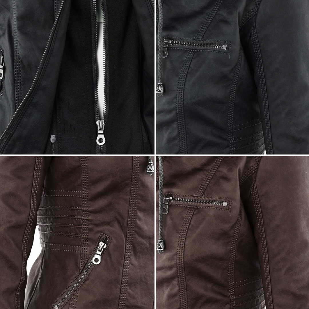 Weatherproof Women's Faux Leather Jacket with Hood