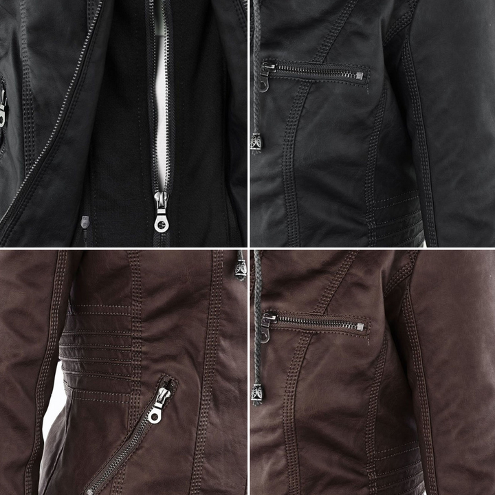 Weatherproof Women's Faux Leather Jacket with Hood