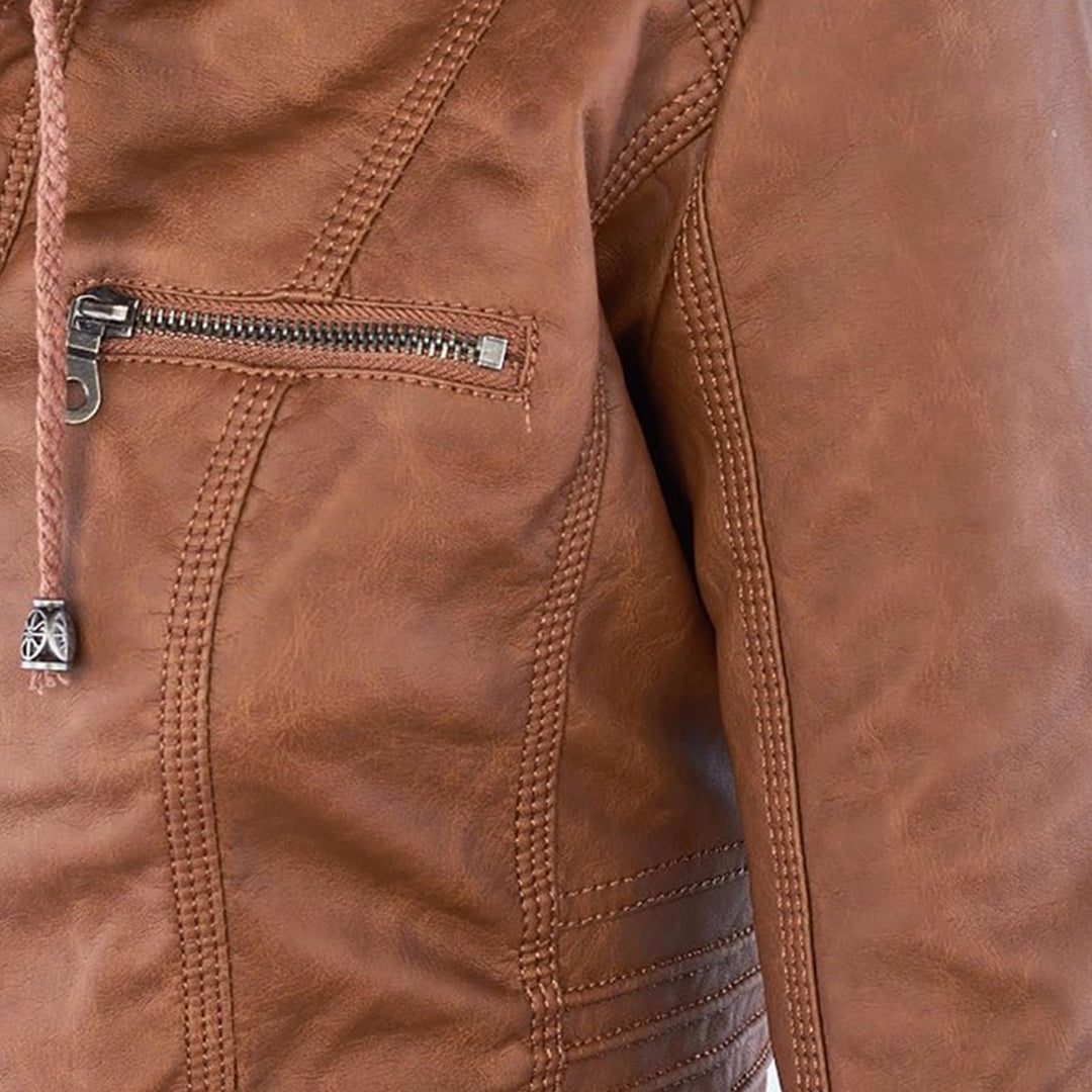 Weatherproof Women's Faux Leather Jacket with Hood