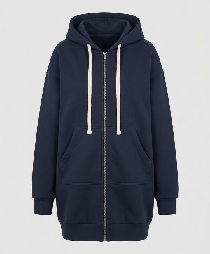Knee-Length Zip-Up Hoodie