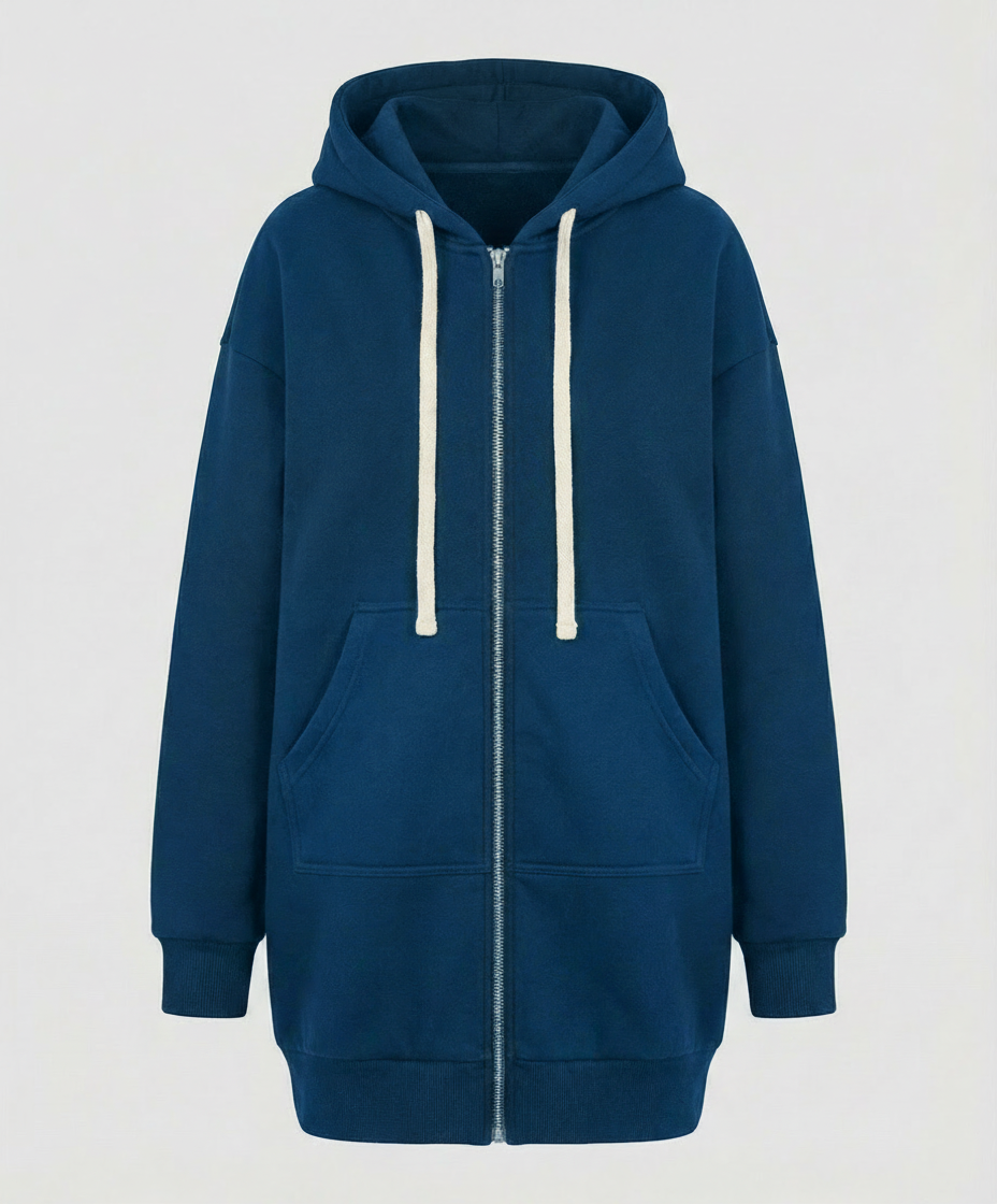 Knee-Length Zip-Up Hoodie