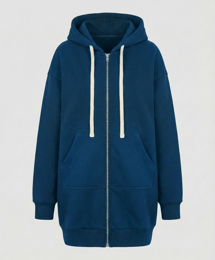 Knee-Length Zip-Up Hoodie