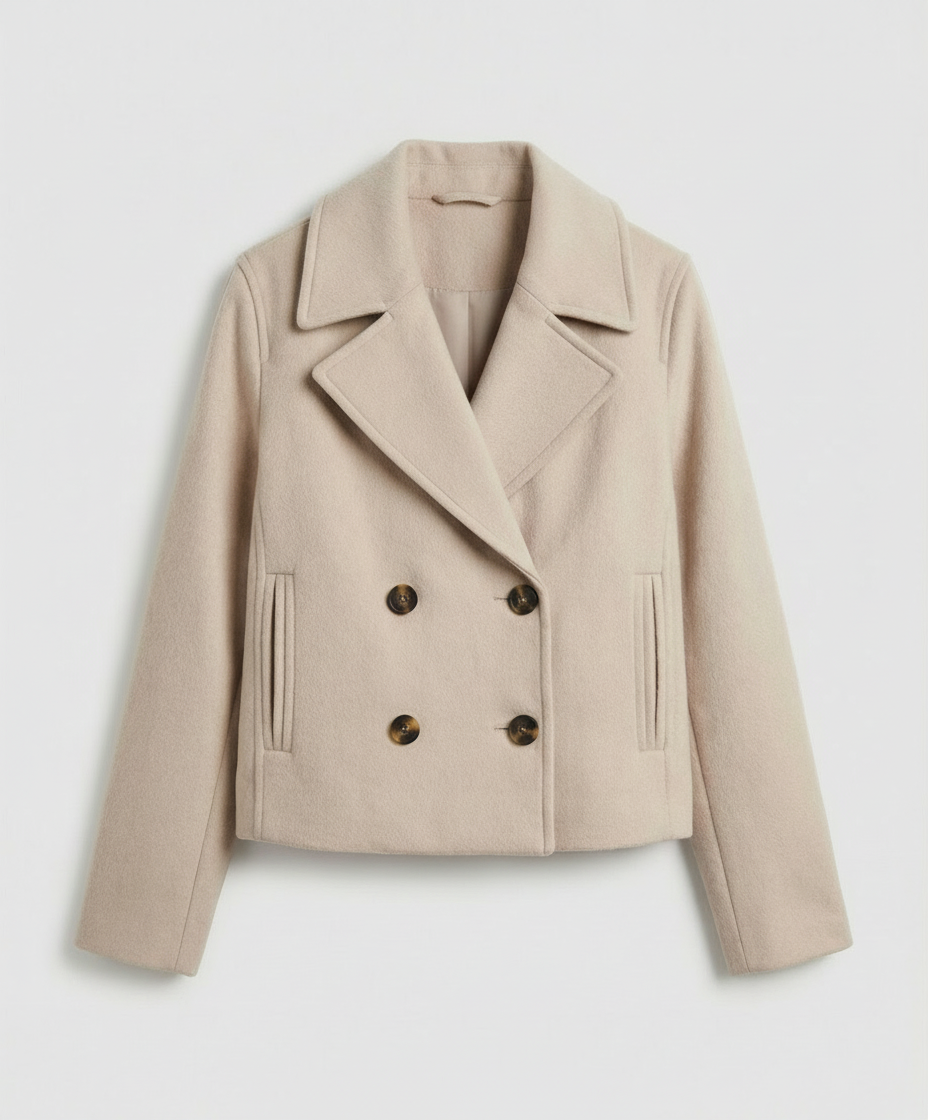 Women's Jacket with Short Cut & Double-Breasted Design