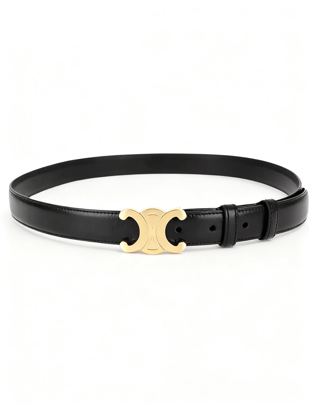 Elegant Women's Belt with Golden Buckle - Vegan Leather & Timeless Design
