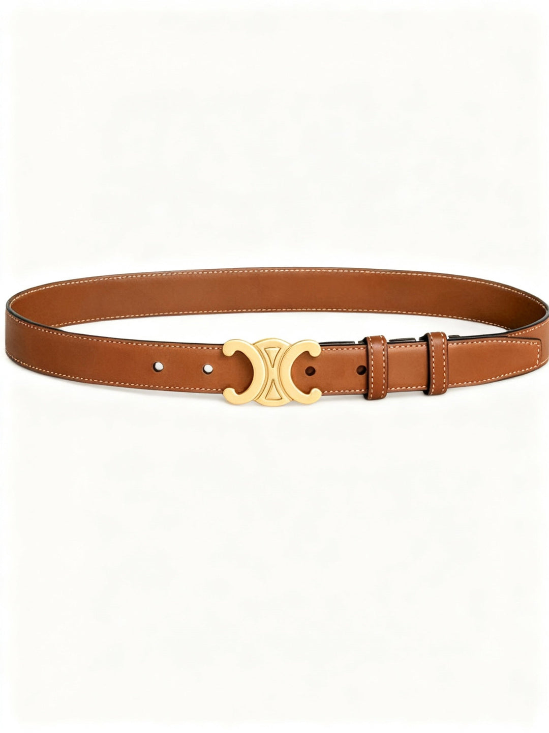 Elegant Women's Belt with Golden Buckle - Vegan Leather & Timeless Design